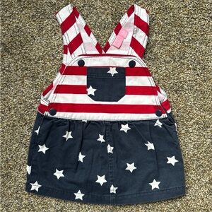 Kids Red and Blue Star-Striped Overalls